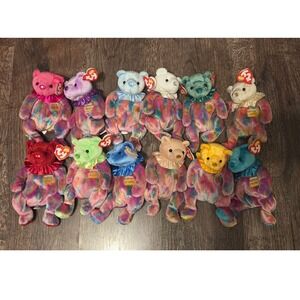 Ty Beanie Babies Birthday Bears Lot 12 Months Jan-Dec Multicolor Excellent Plush
